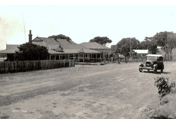 Augusta Hotel with vintage Car Augusta Hotel with vintage Car Balck and White photo
