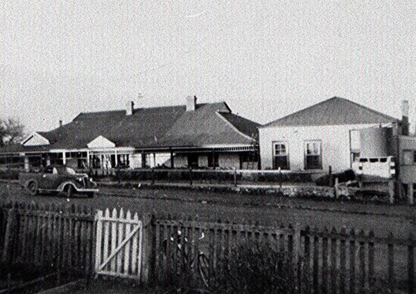 Augusta Hotel with Vintage Car and People Black and White photo 2 Augusta Hotel with Vintage Car and People Black and White photo 2